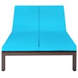 Pemberly Row Rattan 2-Person Patio Lounge Chair w/ Backrest in Turquoise