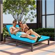 Pemberly Row Rattan 2-Person Patio Lounge Chair w/ Backrest in Turquoise
