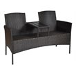Pemberly Row Rattan Steel Patio Loveseat Sofa Set w/ 2 Thick Cushions-Turquoise