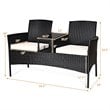 Pemberly Row Rattan and Metal Cushioned Seat Patio Conversation Set in Black