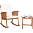 Pemberly Row 2-Pc Acacia Wood Patio Rocking Chair Set w/ Coffee Table in Natural