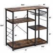 Pemberly Row Wood & Steel Kitchen Baker's Rack with 6 Hooks in Black