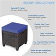 Pemberly Row Rattan Cushioned Seat Patio Rattan Ottoman in Navy (Set of 2)