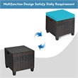 Pemberly Row Rattan Cushioned Seat Patio Rattan Ottoman in Turquoise (Set of 2)