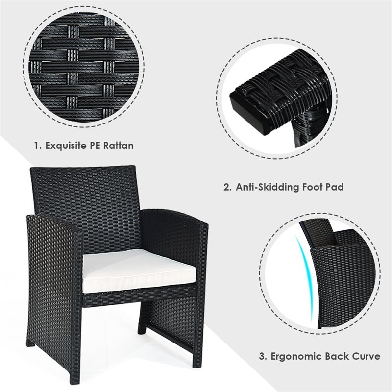 Pemberly Row 4-piece Rattan Patio Furniture Set with Cushion in Black