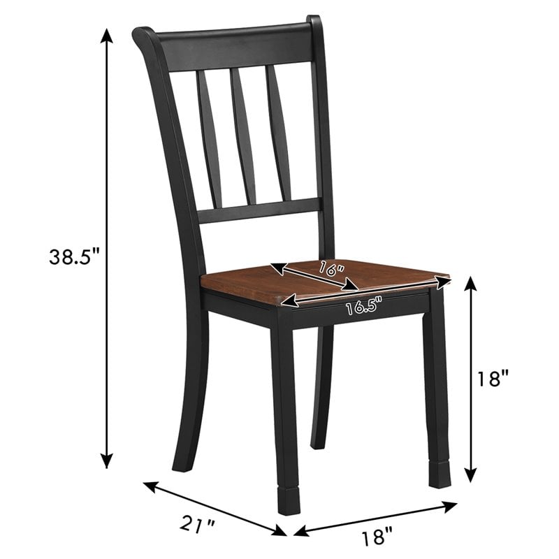 Pemberly Row Rubber Wood Dining Chair with High Back in Black (Set of 2)