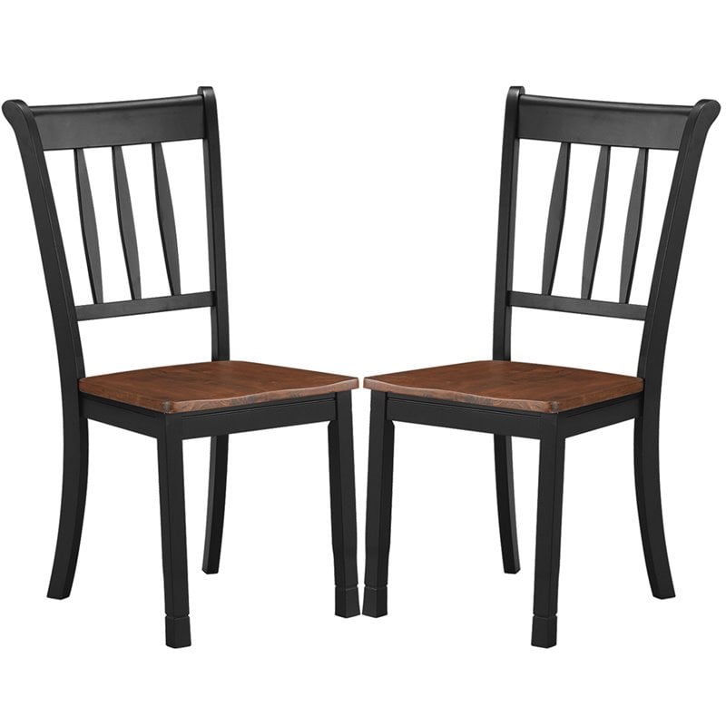 Pemberly Row Rubber Wood Dining Chair with High Back in Black (Set of 2)