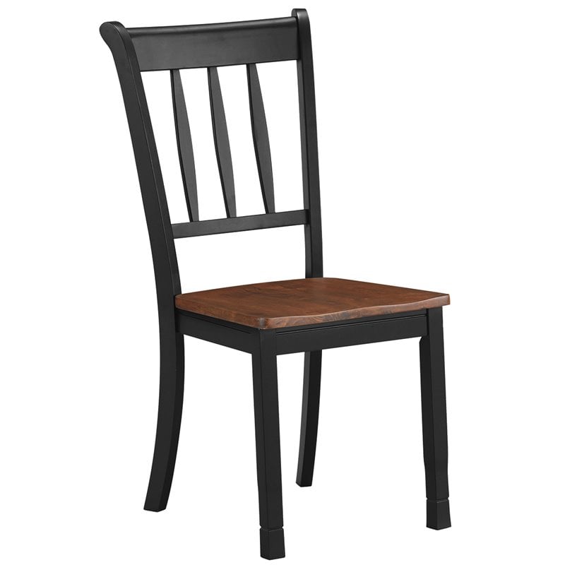 Pemberly Row Rubber Wood Dining Chair with High Back in Black (Set of 2)