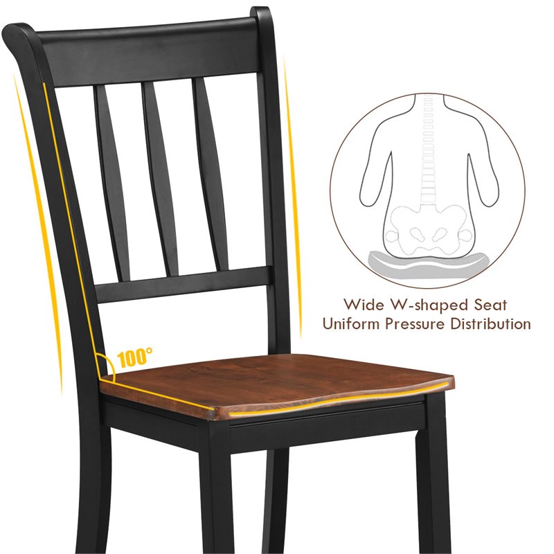 Pemberly Row Rubber Wood Dining Chair with High Back in Black (Set of 2)