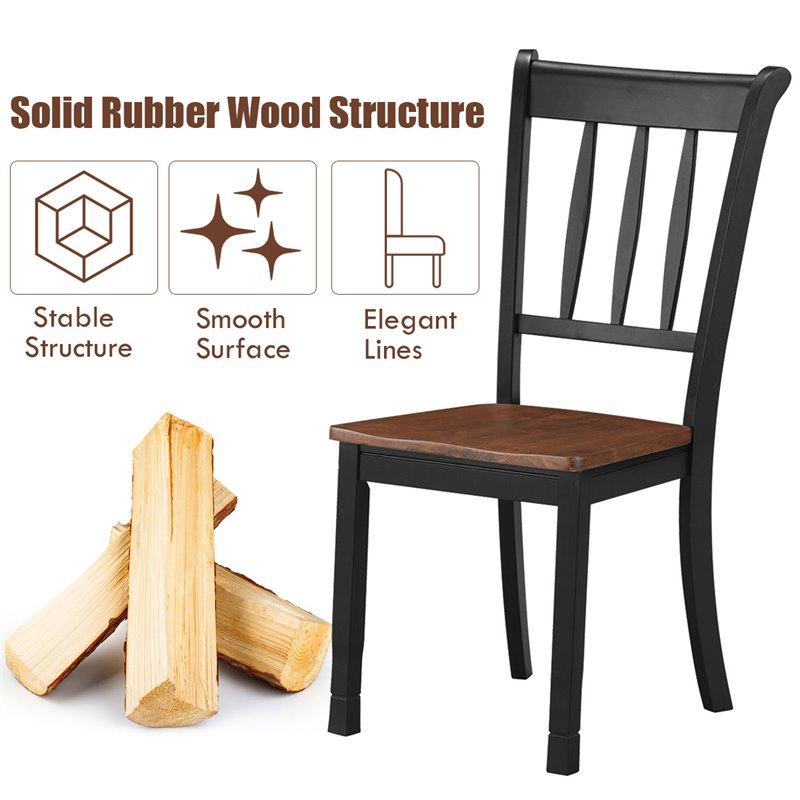 Pemberly Row Rubber Wood Dining Chair with High Back in Black (Set of 2)