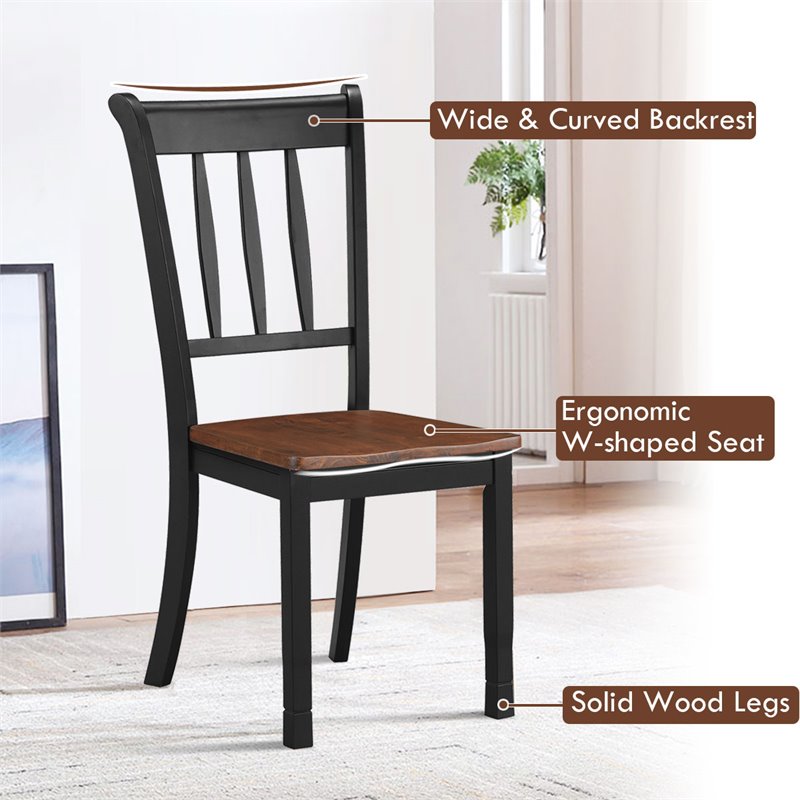 Pemberly Row Rubber Wood Dining Chair with High Back in Black (Set of 2)