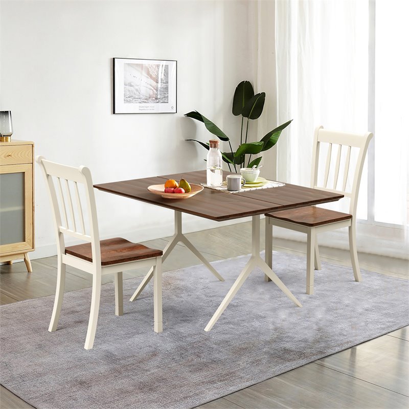 Pemberly Row Rubber Wood Dining Chair with High Back in White (Set of 2)