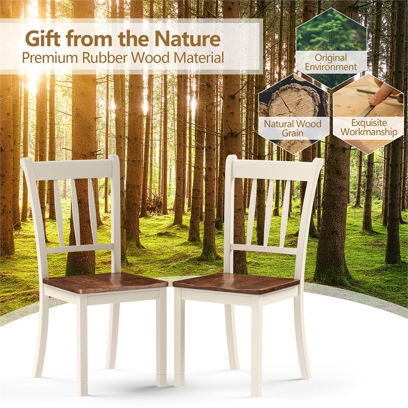 Pemberly Row Rubber Wood Dining Chair with High Back in White (Set of 2)
