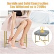Pemberly Row Contemporary Faux-Fur Plush Footrest Stool with Metal Legs in Gray