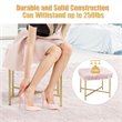 Pemberly Row Contemporary Faux-Fur Plush Footrest Stool with Metal Legs in Pink
