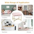 Pemberly Row Contemporary Faux-Fur Plush Footrest Stool with Metal Legs in Pink