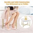 Pemberly Row Contemporary Faux-Fur Plush Footrest Stool with Metal Legs in White
