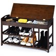 Pemberly Row 3-tier Contemporary Premium Bamboo Shoe Rack in Brown