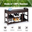Pemberly Row 3-tier Contemporary Premium Bamboo Shoe Rack in Brown