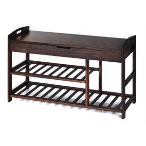 Pemberly Row 3-tier Contemporary Premium Bamboo Shoe Rack in Brown