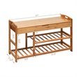 Pemberly Row 3-tier Contemporary Premium Bamboo Shoe Rack in Natural