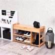 Pemberly Row 3-tier Contemporary Premium Bamboo Shoe Rack in Natural