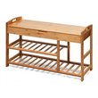 Pemberly Row 3-tier Contemporary Premium Bamboo Shoe Rack in Natural