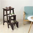 Pemberly Row 3-tier Rubber Wood Portable Folding Step Stool in Coffee