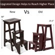 Pemberly Row 3-tier Rubber Wood Portable Folding Step Stool in Coffee