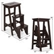 Pemberly Row 3-tier Rubber Wood Portable Folding Step Stool in Coffee
