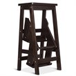 Pemberly Row 3-tier Rubber Wood Portable Folding Step Stool in Coffee