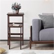 Pemberly Row 3-tier Rubber Wood Portable Folding Step Stool in Coffee