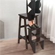 Pemberly Row 3-tier Rubber Wood Portable Folding Step Stool in Coffee