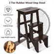 Pemberly Row 3-tier Rubber Wood Portable Folding Step Stool in Coffee