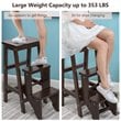 Pemberly Row 3-tier Rubber Wood Portable Folding Step Stool in Coffee