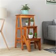 Pemberly Row 3-tier Rubber Wood Portable Folding Step Stool in Brown