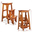 Pemberly Row 3-tier Rubber Wood Portable Folding Step Stool in Brown