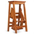 Pemberly Row 3-tier Rubber Wood Portable Folding Step Stool in Brown