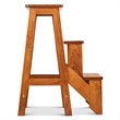 Pemberly Row 3-tier Rubber Wood Portable Folding Step Stool in Brown