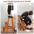 Pemberly Row 3-tier Rubber Wood Portable Folding Step Stool in Brown