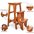 Pemberly Row 3-tier Rubber Wood Portable Folding Step Stool in Brown