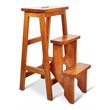 Pemberly Row 3-tier Rubber Wood Portable Folding Step Stool in Brown