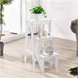 Pemberly Row 3-tier Rubber Wood Portable Folding Step Stool in White