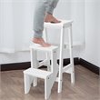 Pemberly Row 3-tier Rubber Wood Portable Folding Step Stool in White
