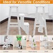 Pemberly Row 3-tier Rubber Wood Portable Folding Step Stool in White