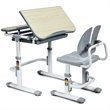 Pemberly Row MDF and Iron Adjustable Children Desk Chair Set with Drawer in Gray