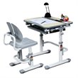 Pemberly Row MDF and Iron Adjustable Children Desk Chair Set with Drawer in Gray