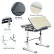 Pemberly Row MDF and Iron Adjustable Children Desk Chair Set with Drawer in Gray