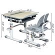 Pemberly Row MDF and Iron Adjustable Children Desk Chair Set with Drawer in Gray