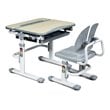 Pemberly Row MDF and Iron Adjustable Children Desk Chair Set with Drawer in Gray